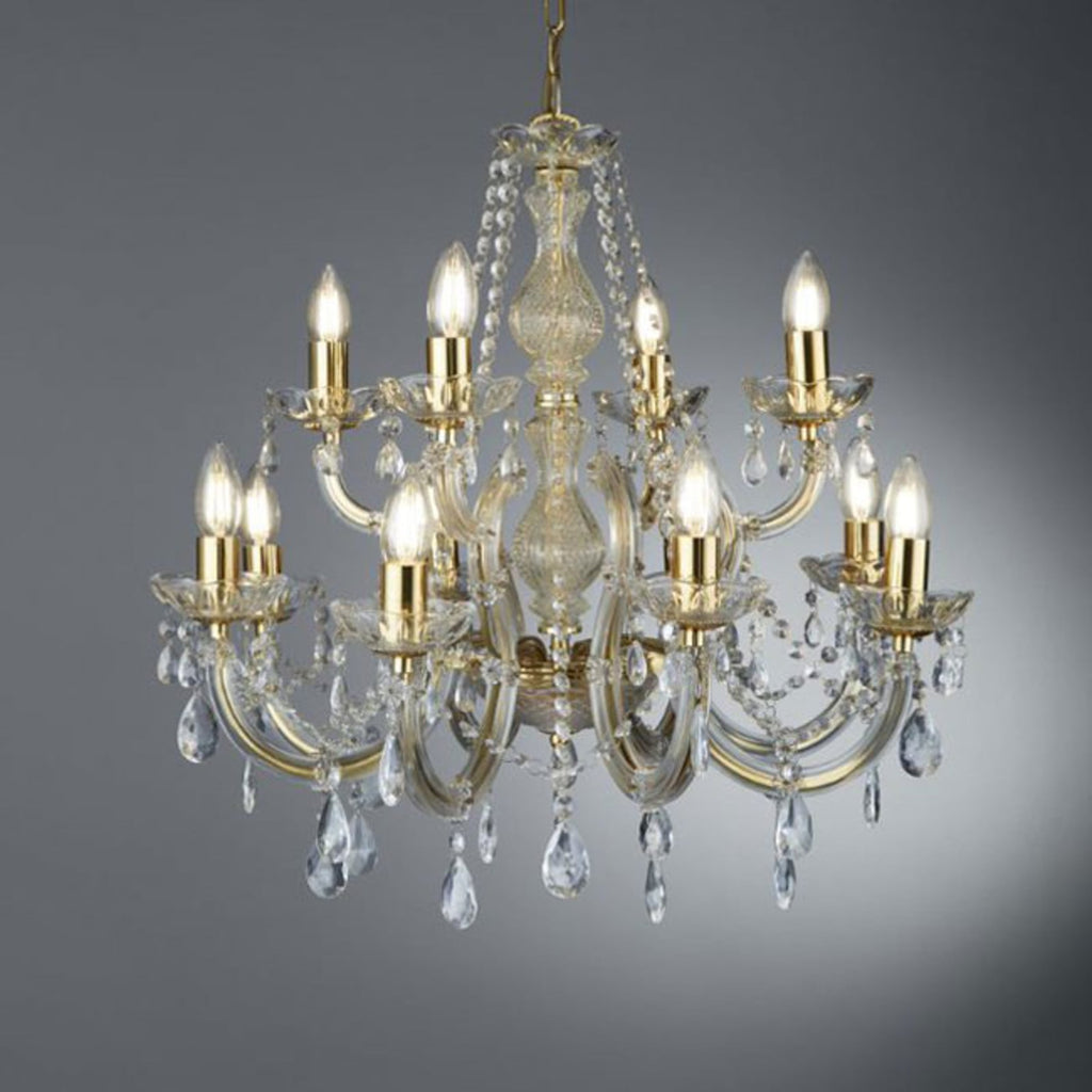 Lysekrone Marie Therese 12-lys messing akrylglass bakside