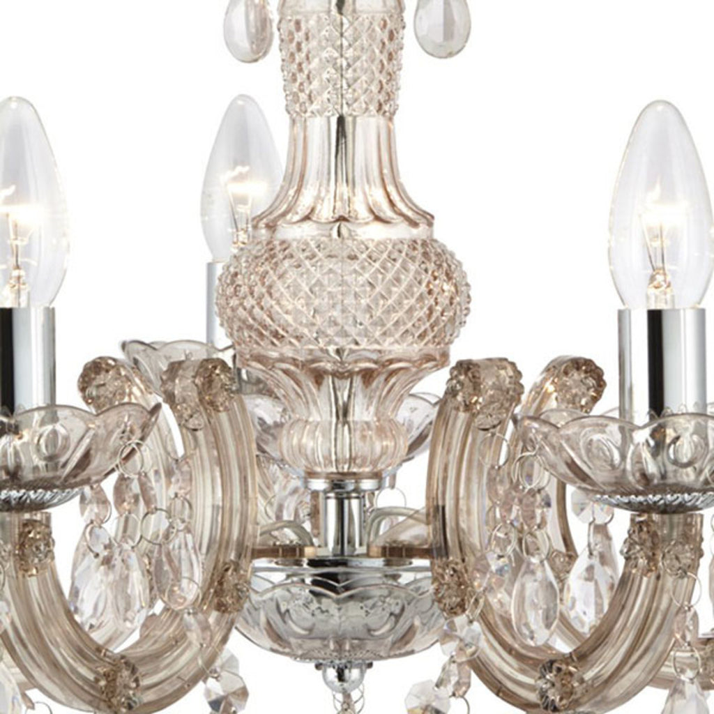 Detalj av arm på Lysekrone Marie Therese 5-armet brun akryl Ø48 cm