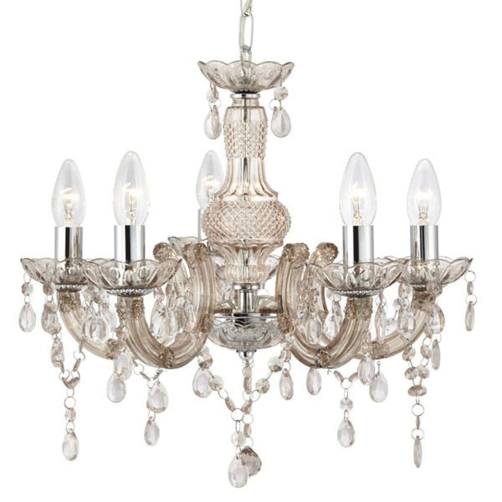 Lysekrone Marie Therese 5-armet brun akryl Ø48 cm forfra