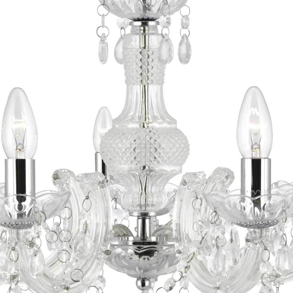 Lysekrone Marie Therese 5-lys klar akrylglass detalj