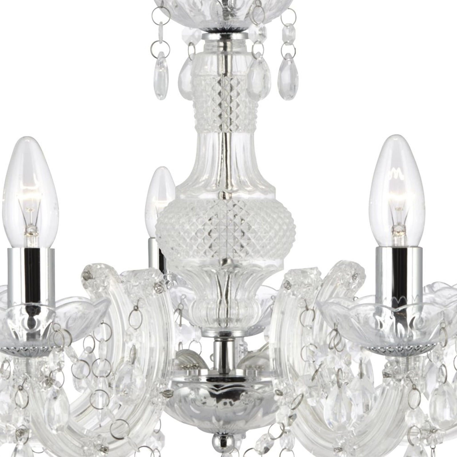 Lysekrone Marie Therese 5-lys klar akrylglass detalj