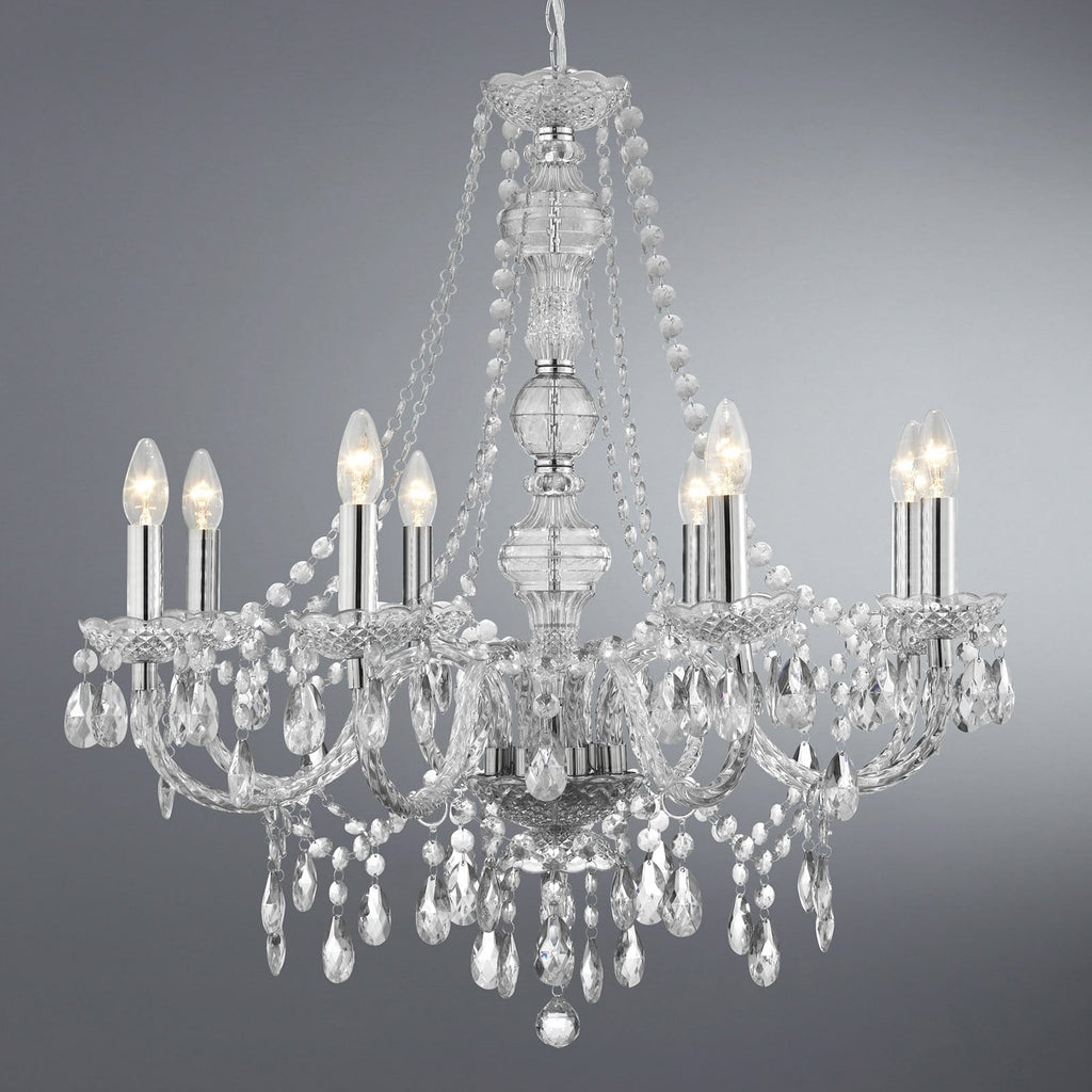 Lysekrone Marie Therese 8-lys krom krystallglass forfra