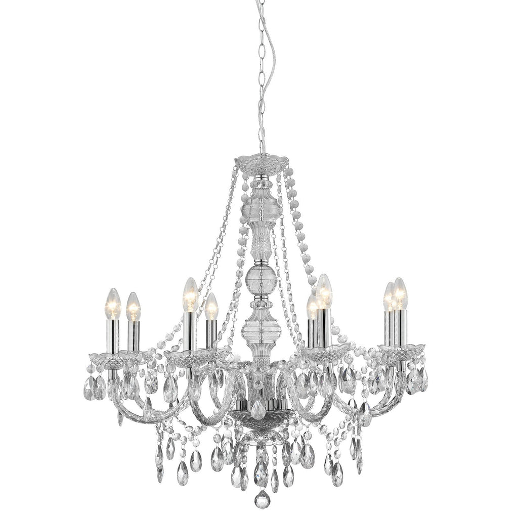 Montert Lysekrone Marie Therese 8-lys krom krystallglass i rom