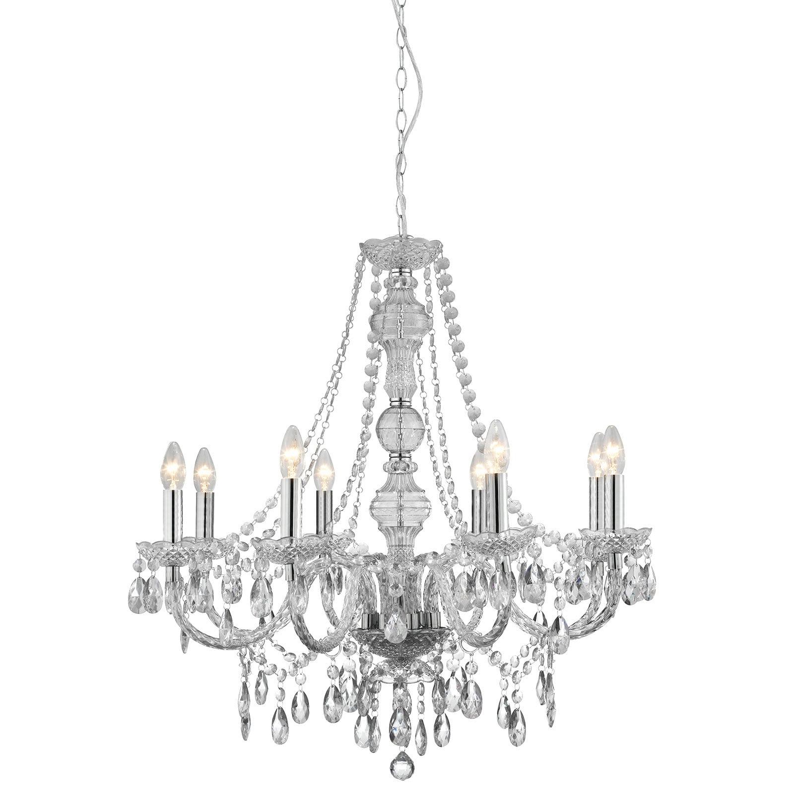 Montert Lysekrone Marie Therese 8-lys krom krystallglass i rom