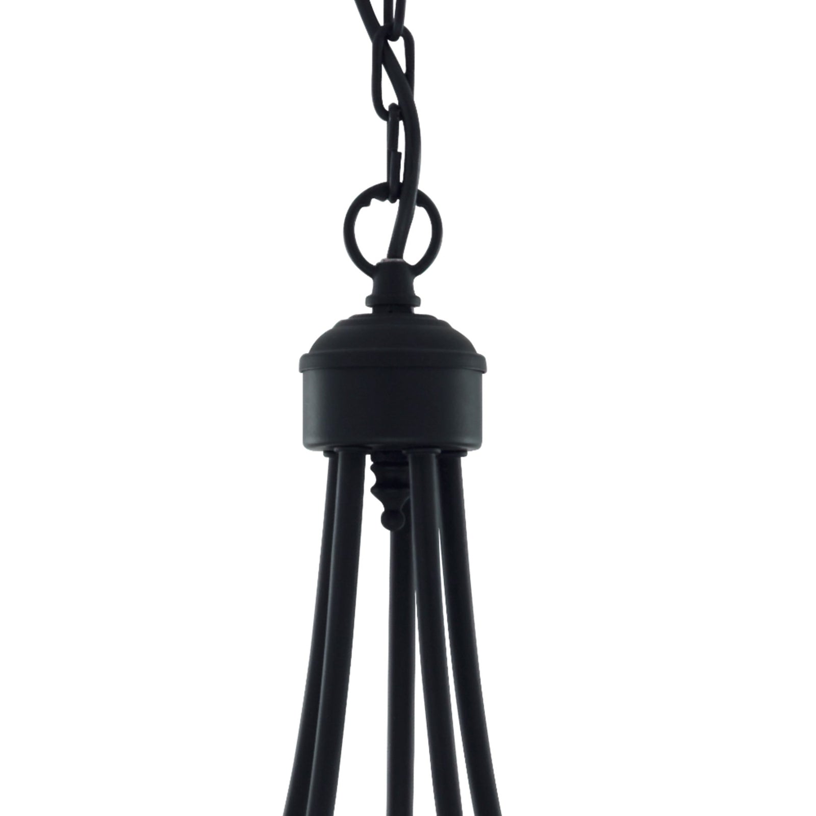 Nærbilde av Lysekrone Maypole 5-armet matt svart metall dimbar Ø46 cm