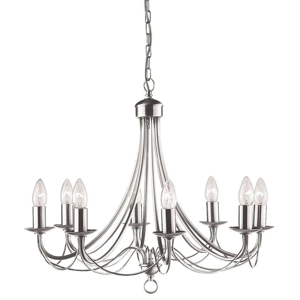 Lysekrone Maypole 8-armet dimbar satin sølv Ø60 cm bakside