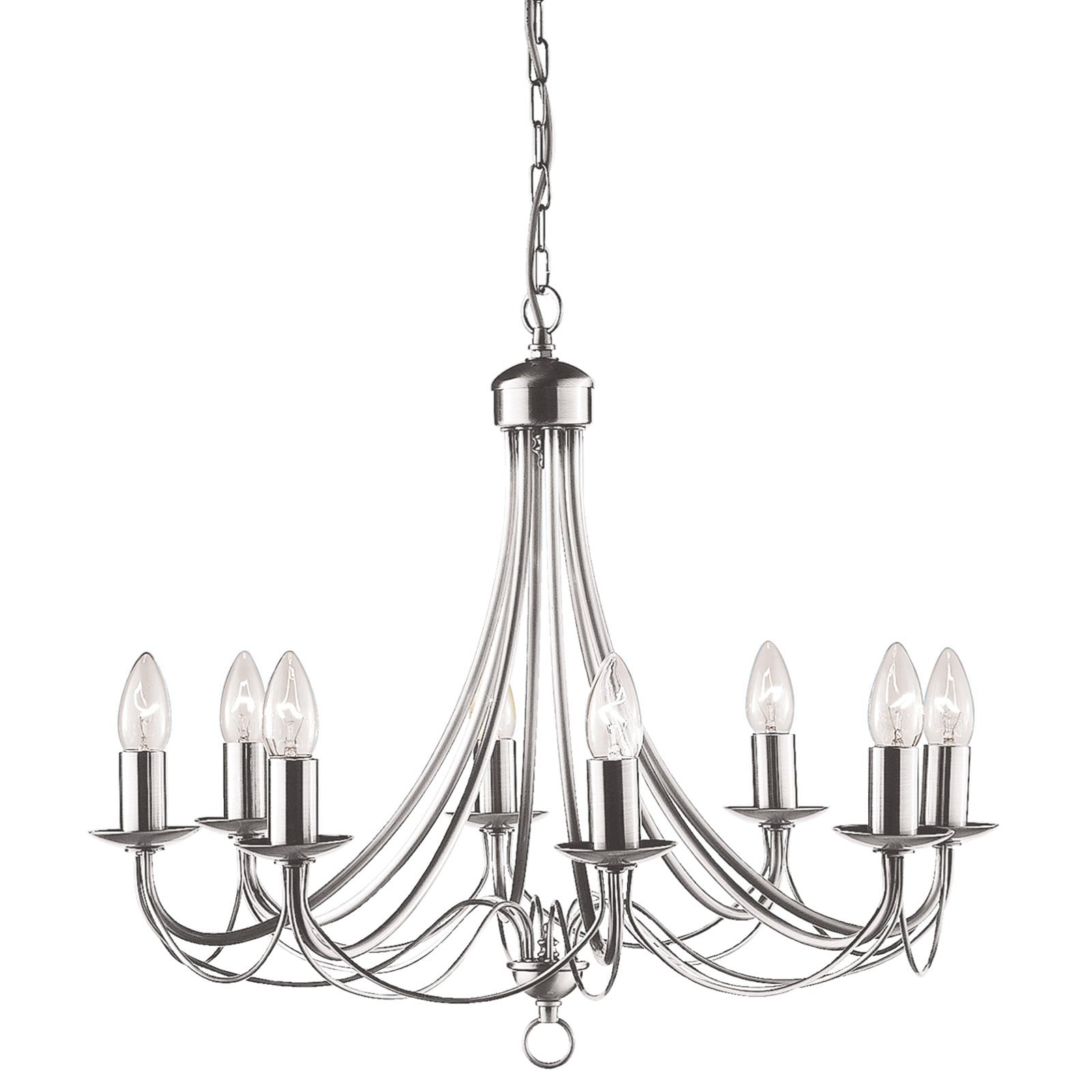 Lysekrone Maypole 8-armet dimbar satin sølv Ø60 cm bakside