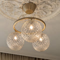 Lysekrone Miira 3 Circular messing klart glass Ø54 cm forfra
