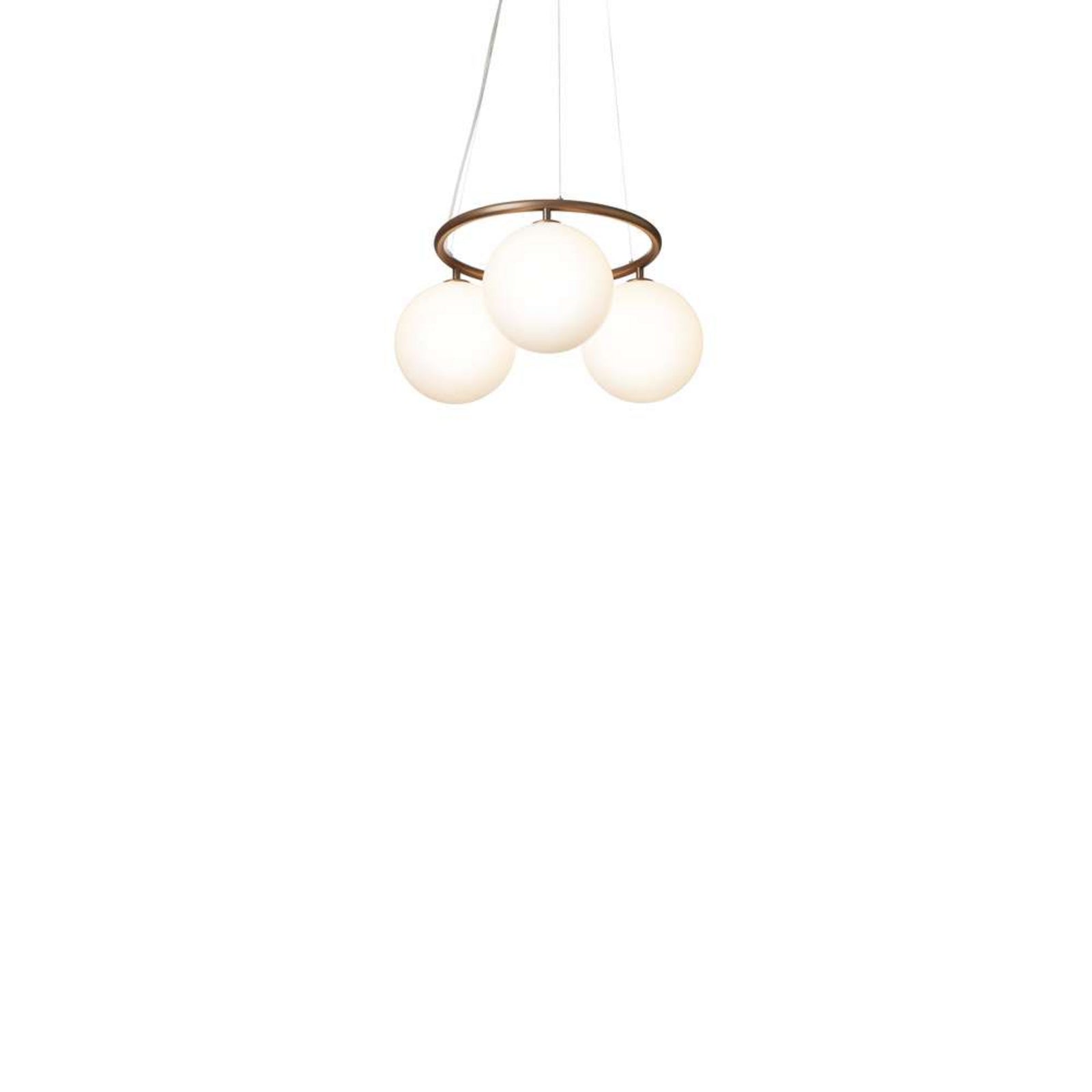 Lysekrone Miira 3 Circular opalglass dimbar bronse montert i rom