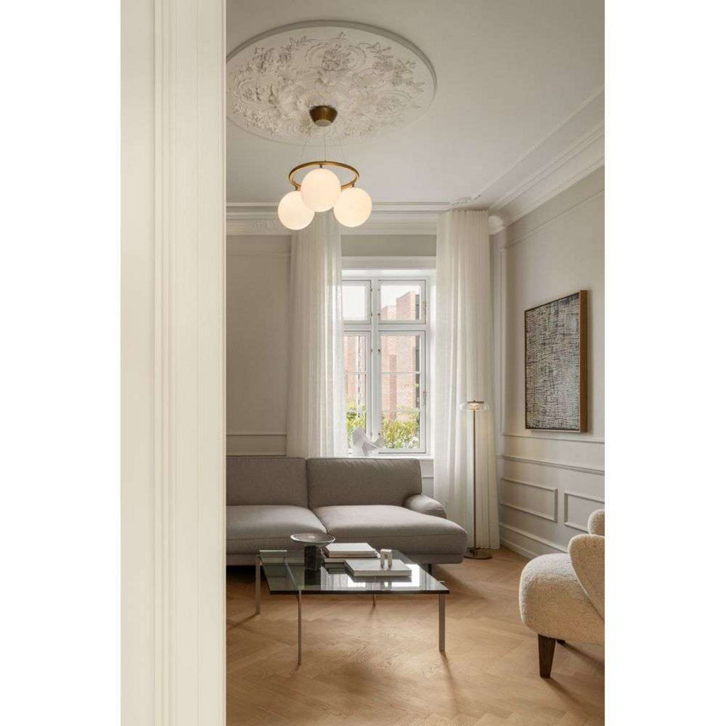 Lysekrone Miira 3 Circular opalglass dimbar bronse fra siden