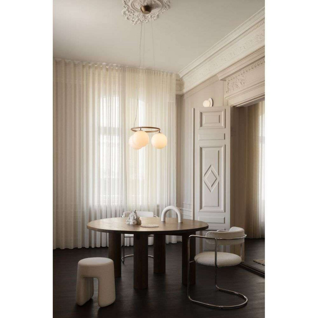 Lysekrone Miira 3 Circular opalglass dimbar bronse med lys på