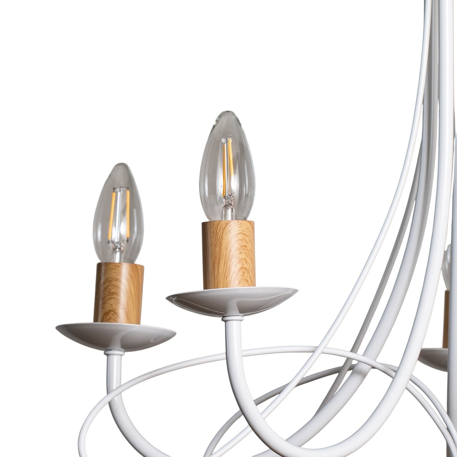 Lysekrone Milvia 5-armet hvit/trefarget metall LED sokkel