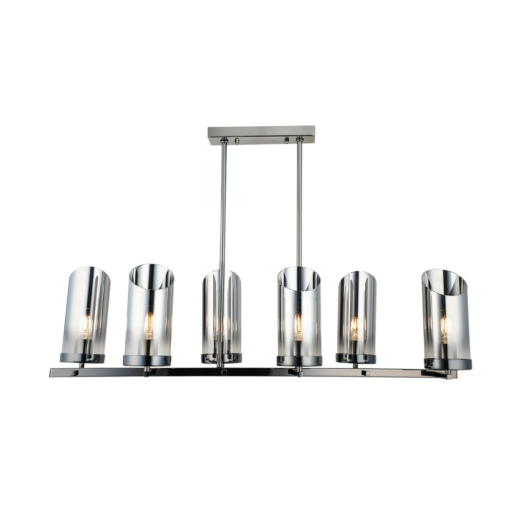Lysekrone Padrela linear svart-krom 6-lys E27 96 cm montert i rom