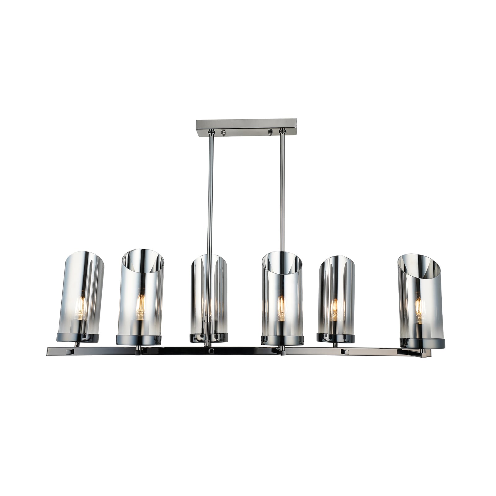 Lysekrone Padrela linear svart-krom 6-lys E27 96 cm montert i rom