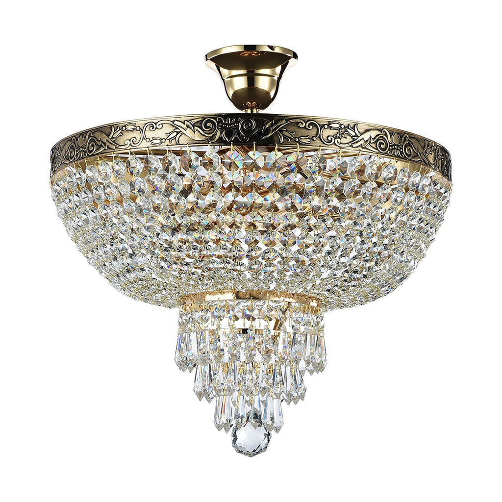 Lysekrone Palace 5-lys krystallglass gull forfra