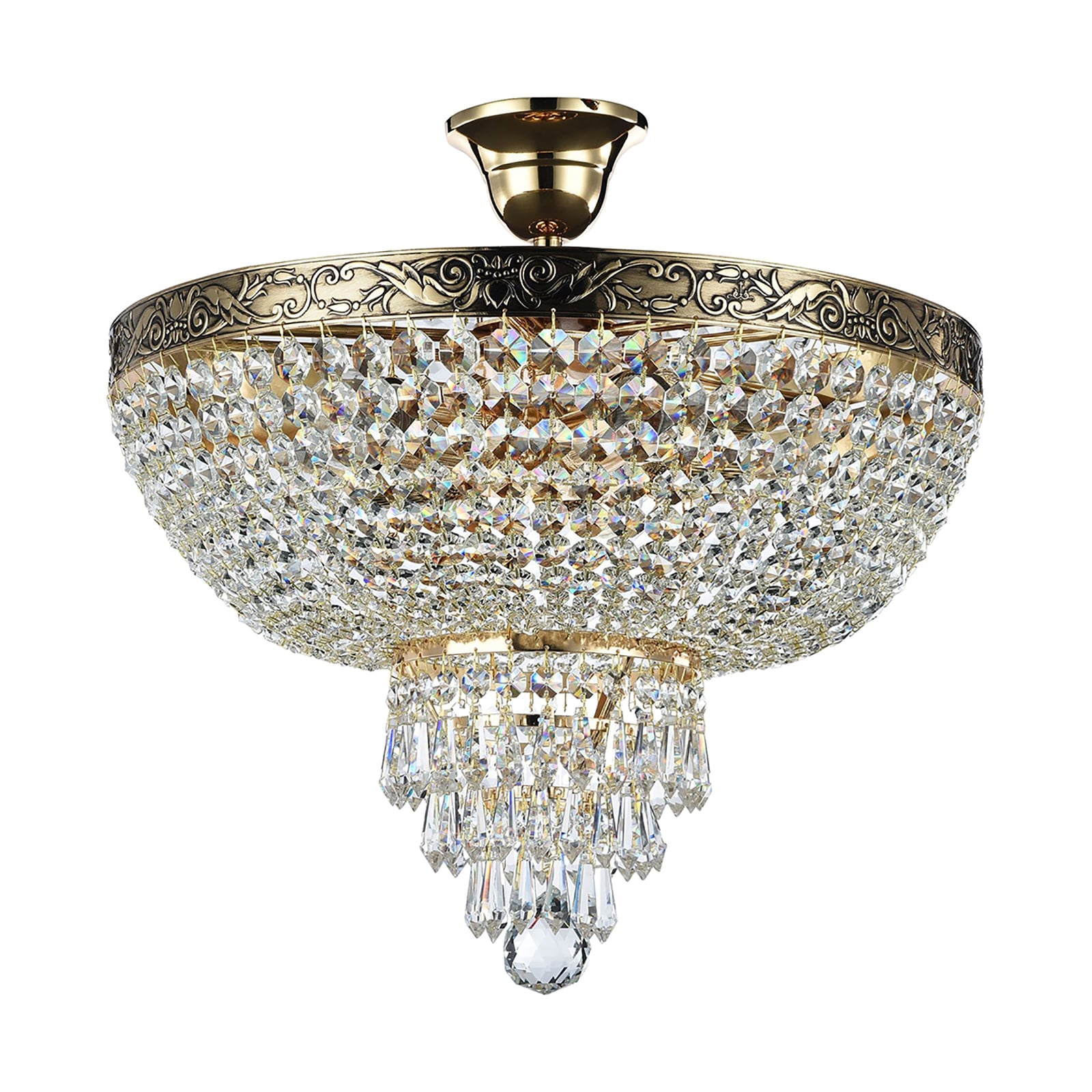 Lysekrone Palace 5-lys krystallglass gull forfra