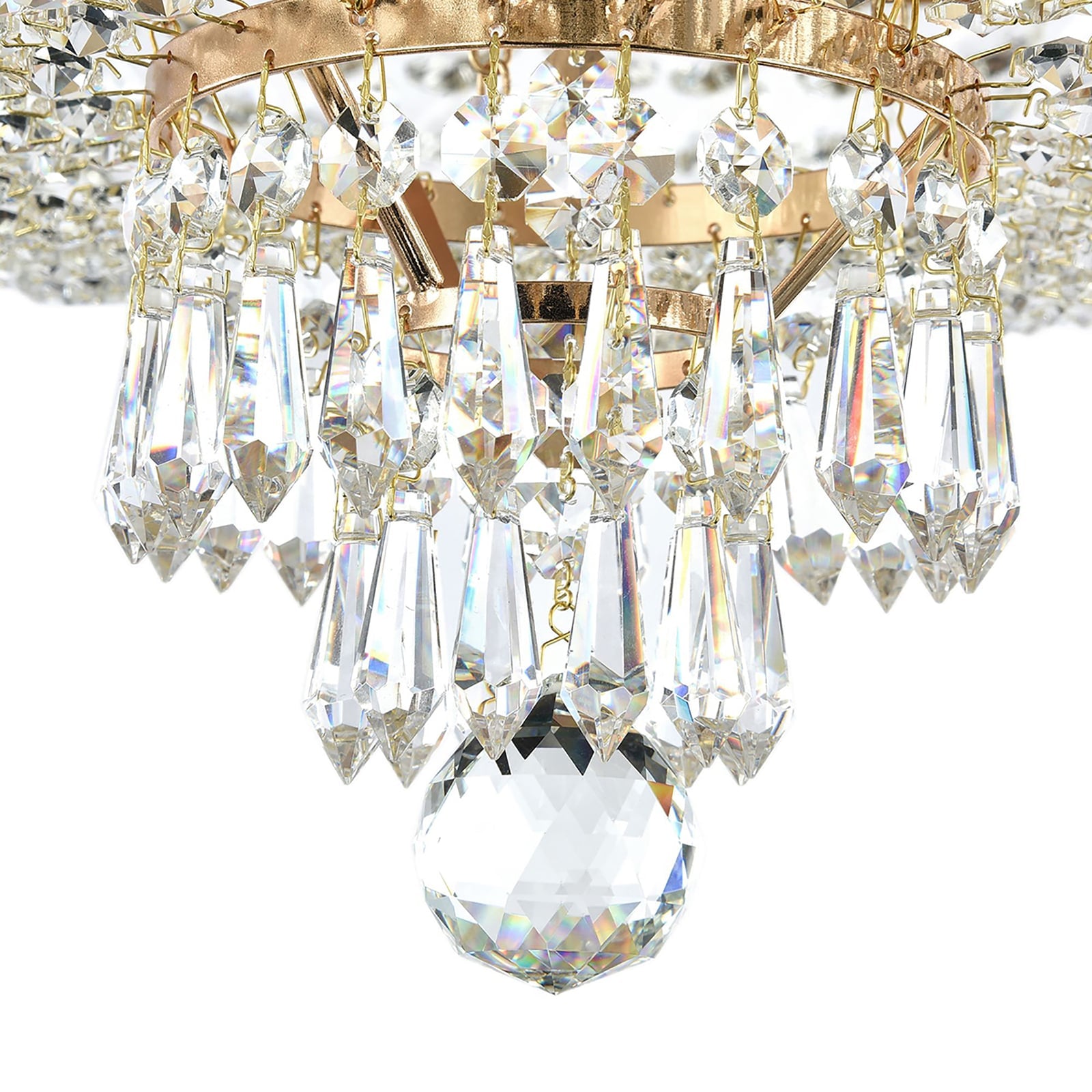 Detalj av Lysekrone Palace 5-lys krystallglass gull