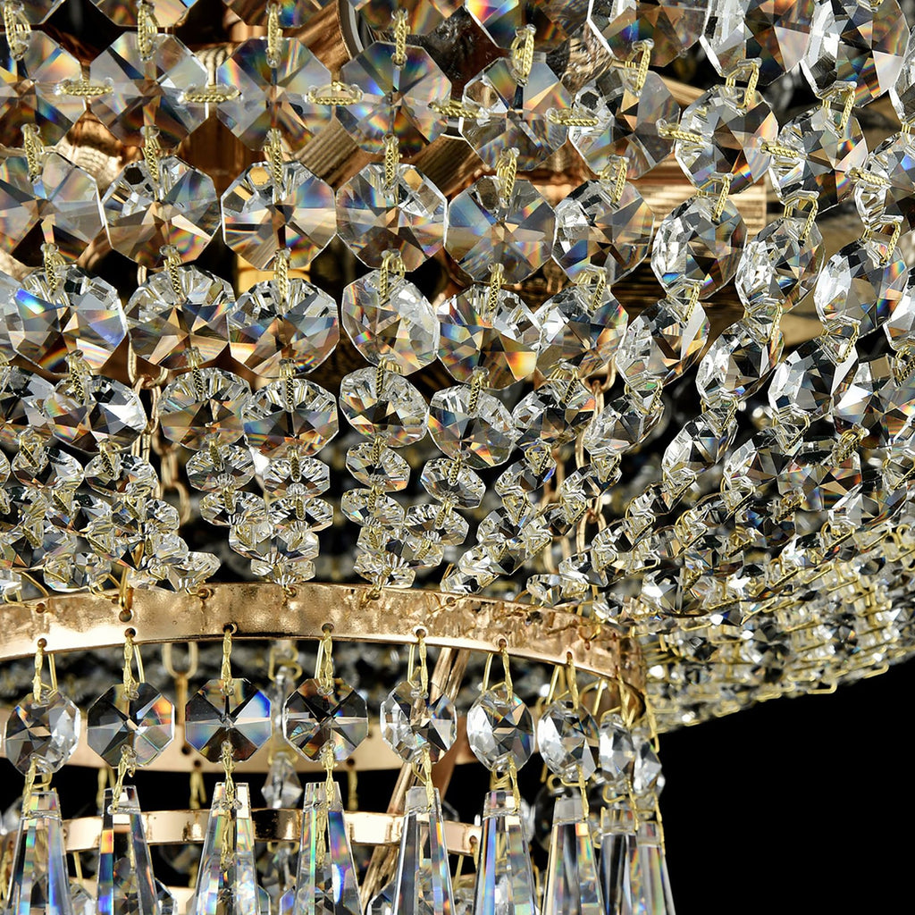 Lysekrone Palace 5-lys krystallglass gull montert