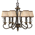 Lysekrone Plymouth 6-lys bronse organza dimbar foran