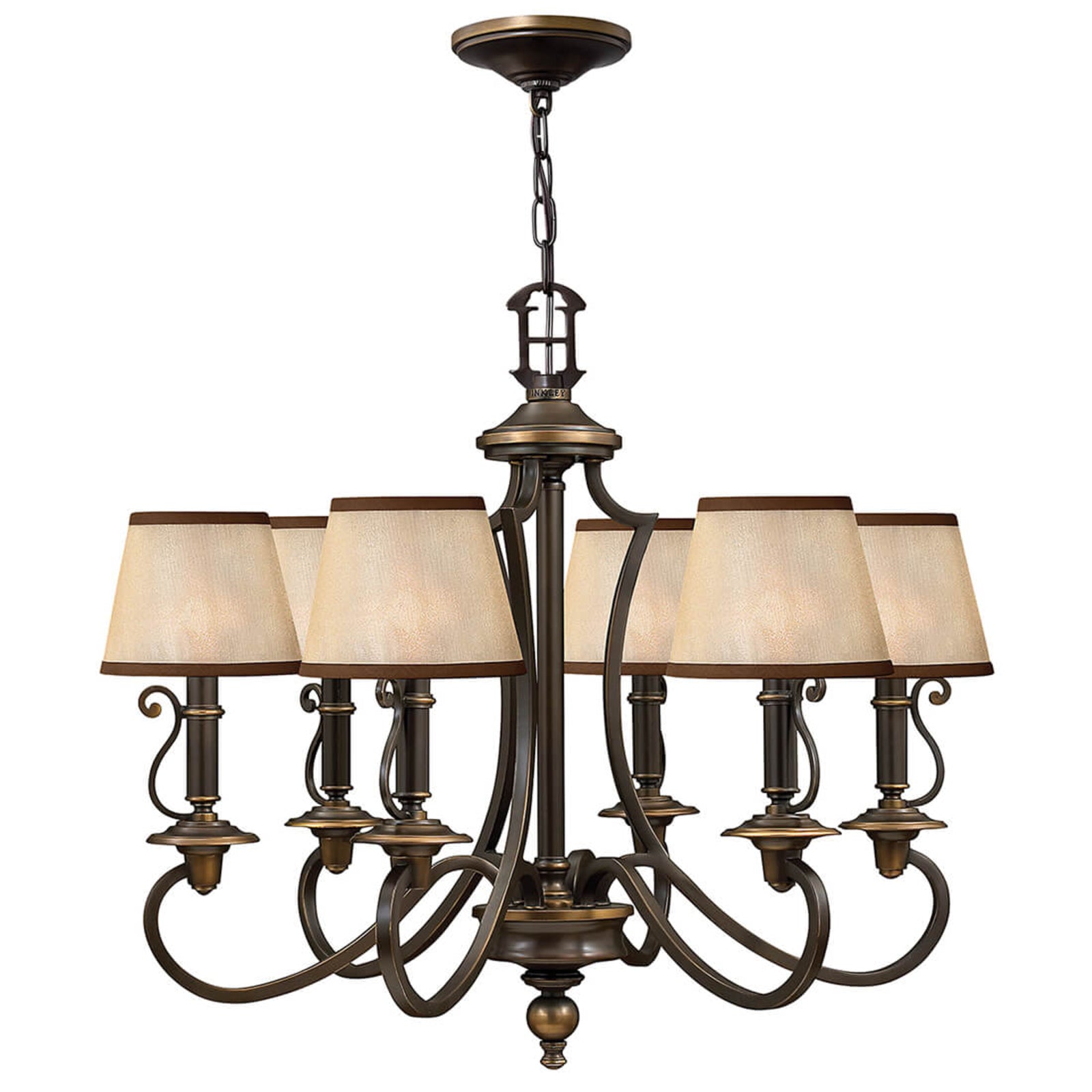 Montert Lysekrone Plymouth 6-lys bronse organza dimbar i rom