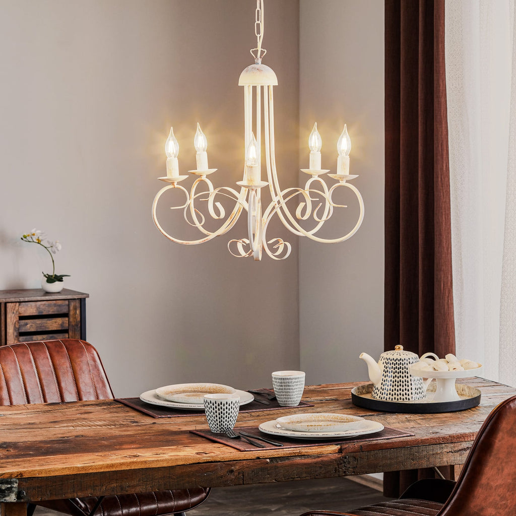 Lysekrone Pompei landlig stil hvit antikk Ø60 cm bakside