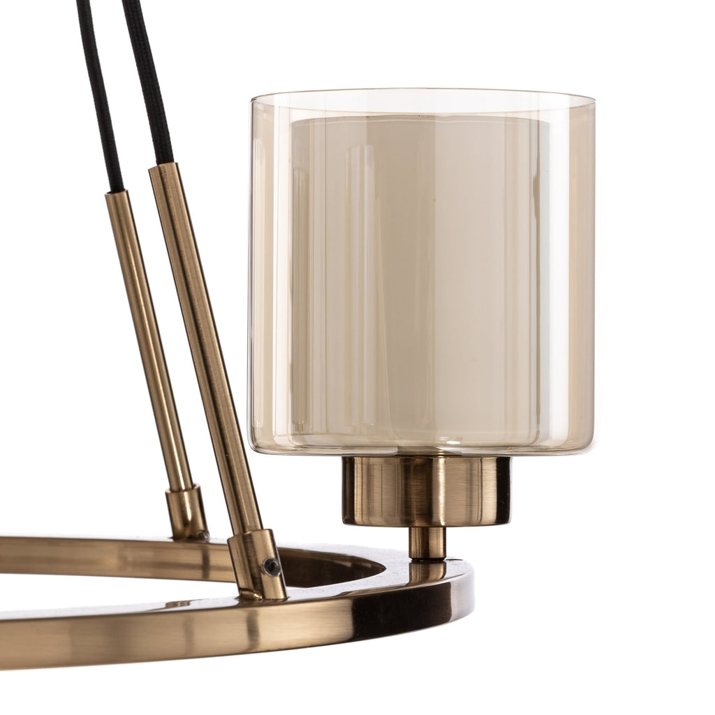 Lysekrone Ressa 4-armet antikk messing glass viser dimmer