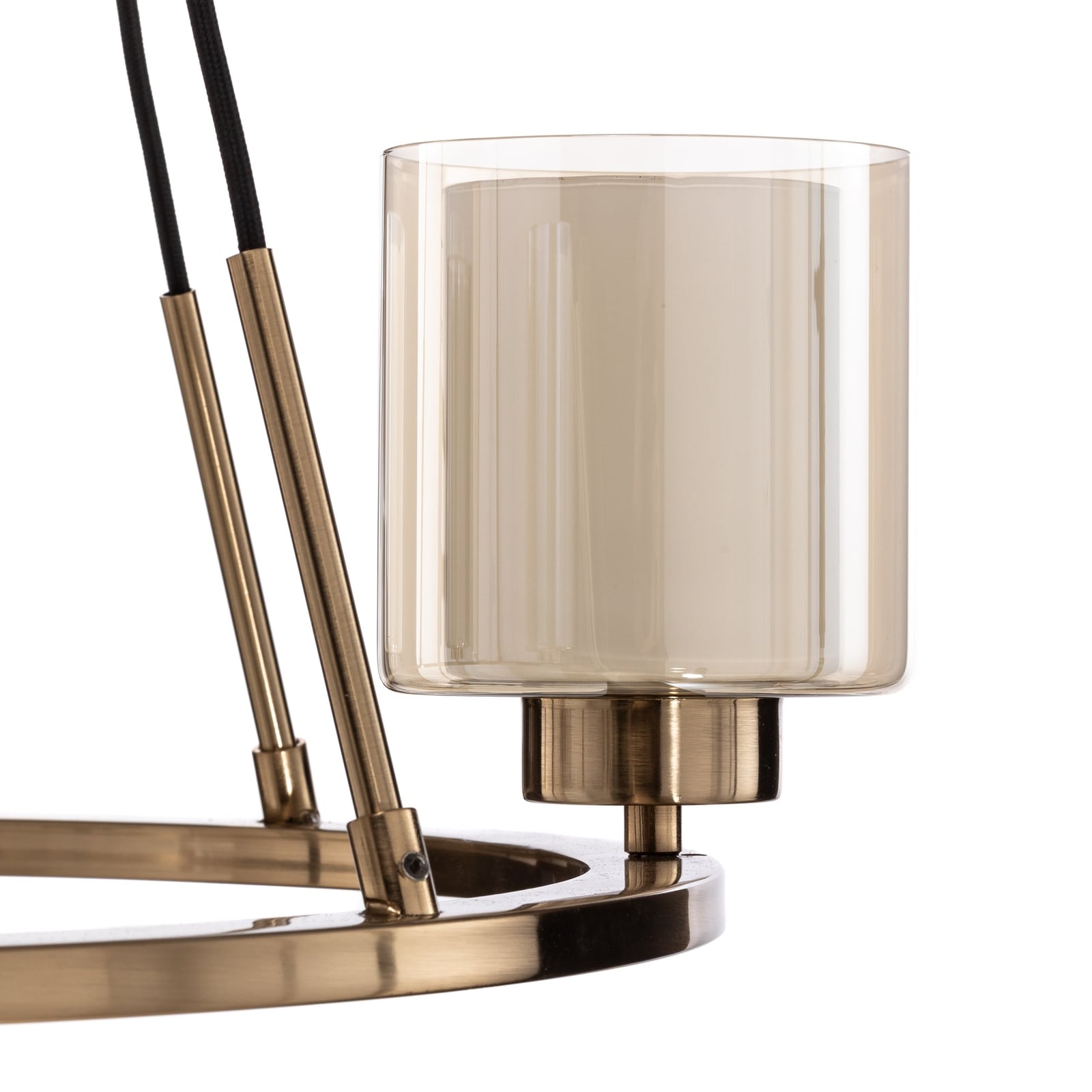 Lysekrone Ressa 4-armet antikk messing glass viser dimmer
