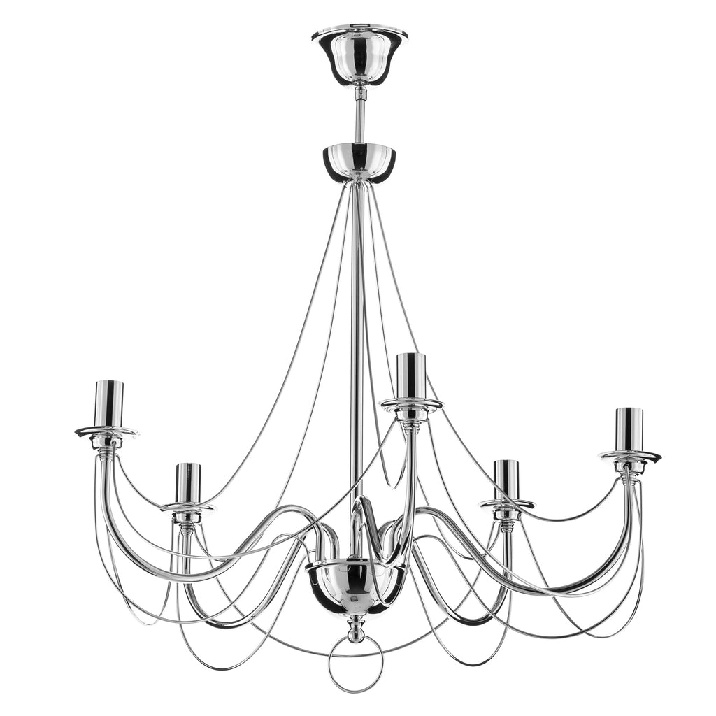 Lysekrone Retro 6-armet sølv metall Ø70 cm dimbar E14 - Domiluce montert i rom