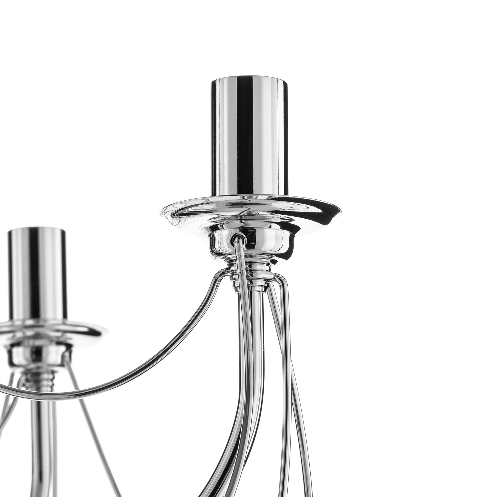 Lysekrone Retro 6-armet sølv metall Ø70 cm dimbar E14 - Domiluce nærbilde arm