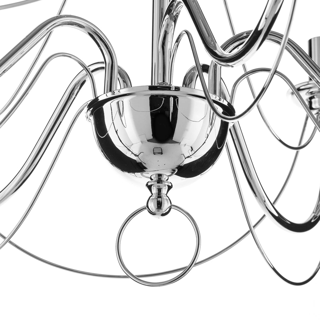 Lysekrone Retro 6-armet sølv metall Ø70 cm dimbar E14 - Domiluce lysarm