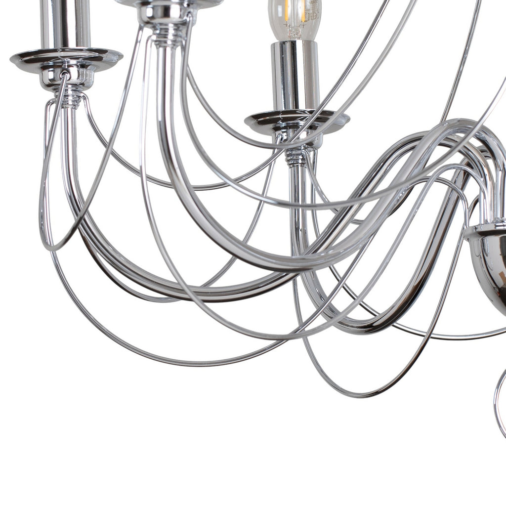 Lysekrone Retro 8-lys dimbar krom Ø70 cm E14 med dimmerknapp
