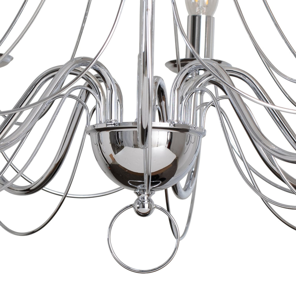 Lysekrone Retro 8-lys dimbar krom Ø70 cm E14 sideprofil