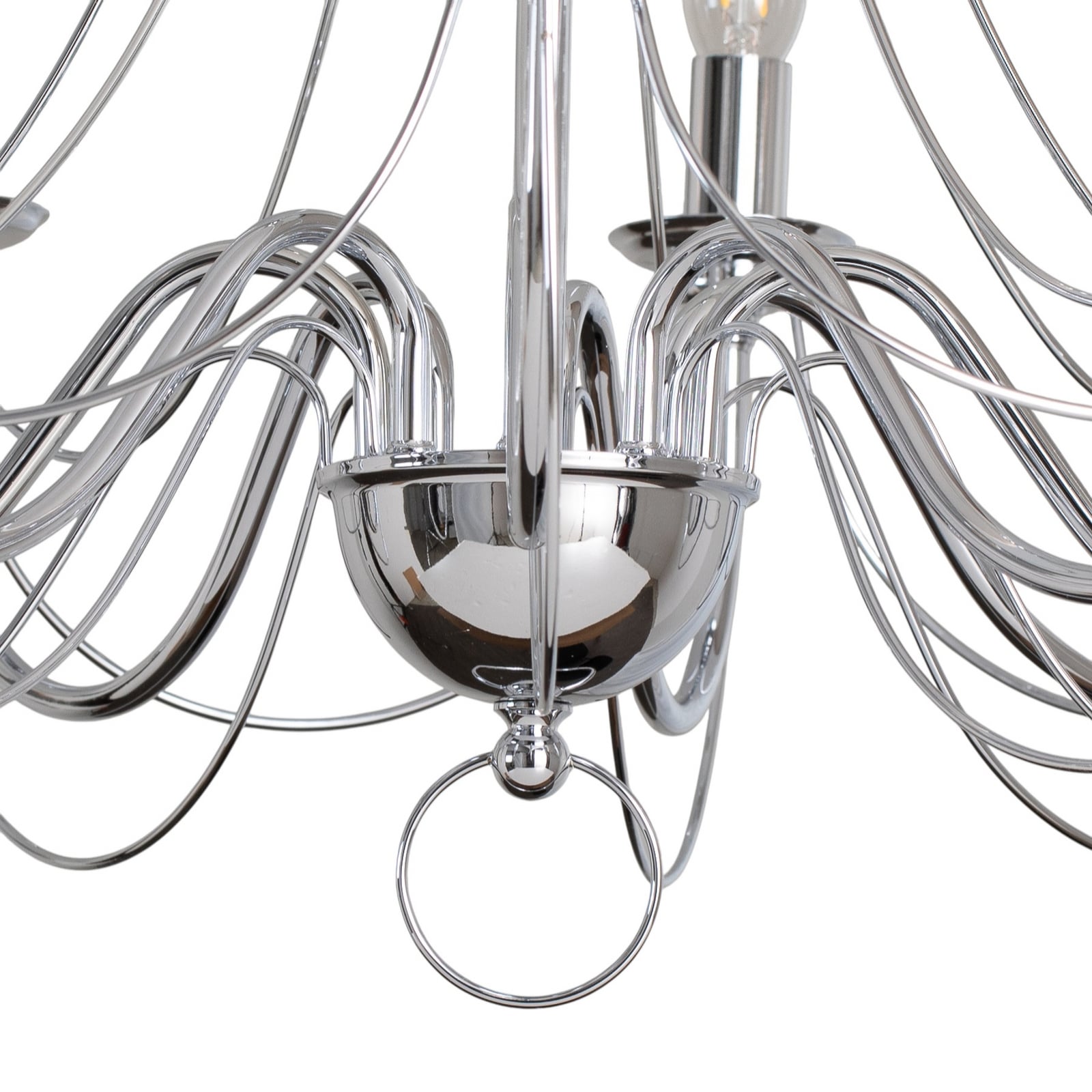 Lysekrone Retro 8-lys dimbar krom Ø70 cm E14 sideprofil