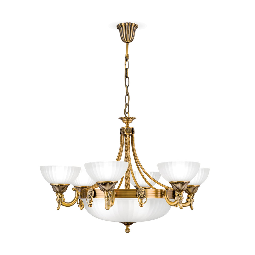 Detalj av Lysekrone Rocca klassisk 9-lys bronse glass Ø75 cm