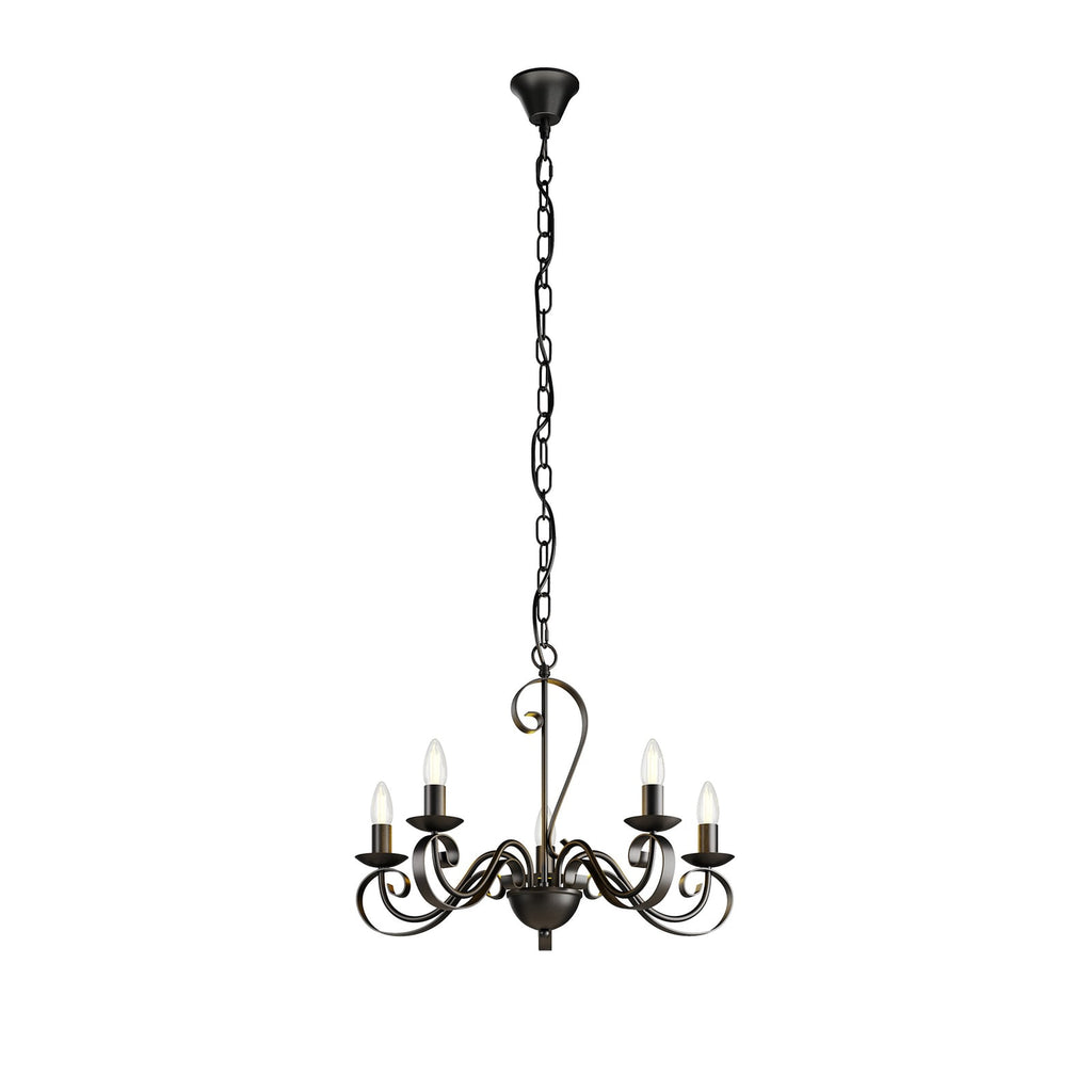 Lysekrone Shervan med 5 lyskilder og antikk brun finish