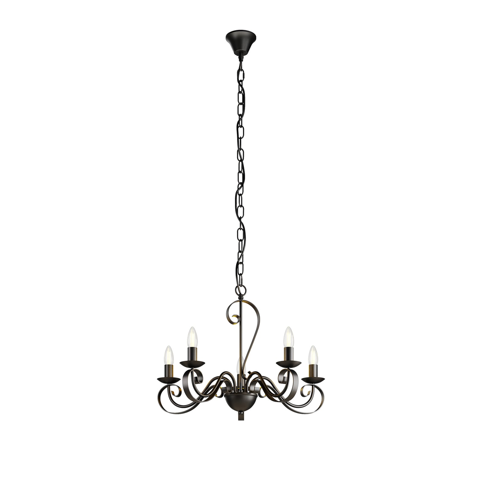 Lysekrone Shervan med 5 lyskilder og antikk brun finish