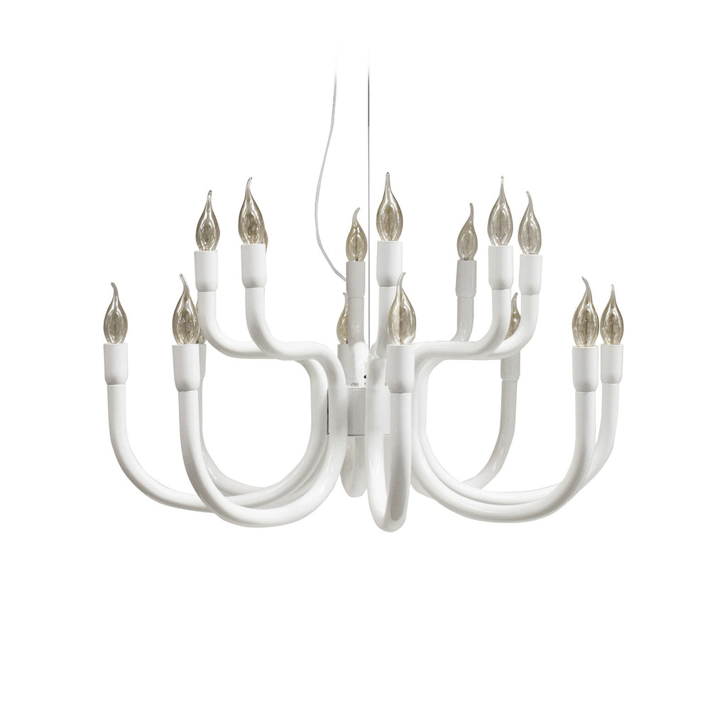 Lysekrone Snoob 20-lys hvit aluminium detalj