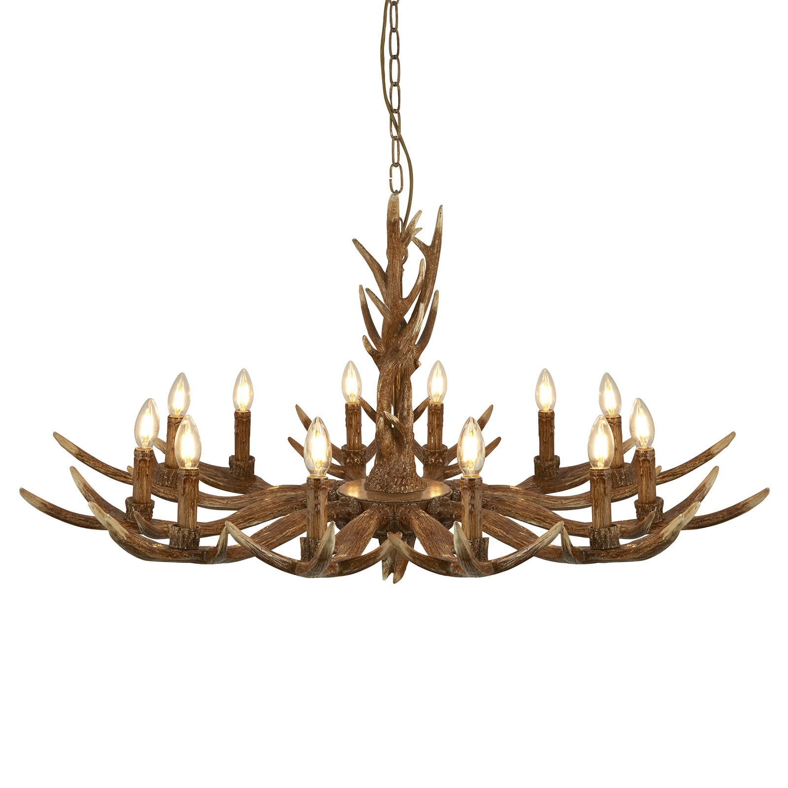 Lysekrone Stag gevir-design 12-lys brun bakside