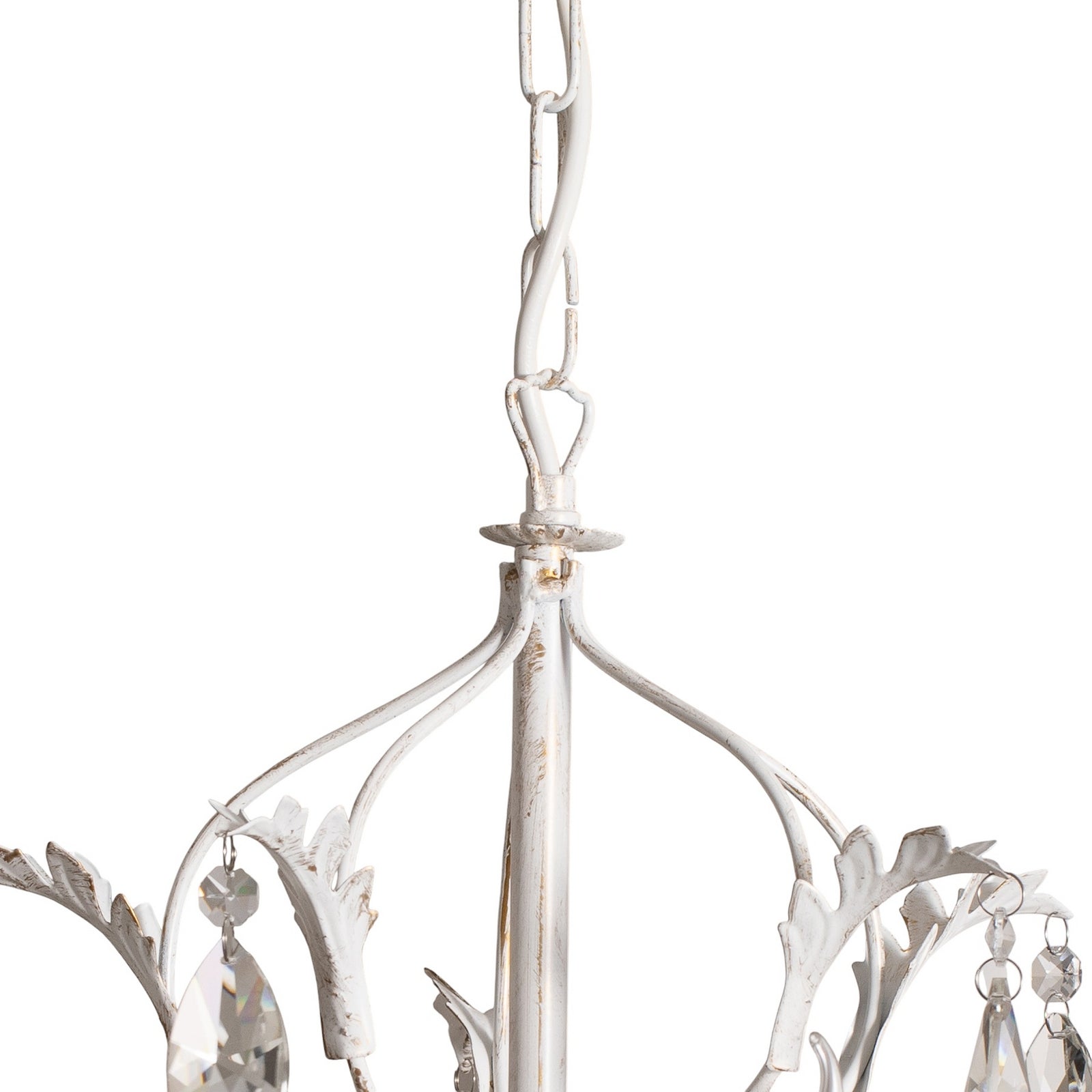 Lysekrone Teresa 5-lys krystallglass elfenben Ø53 cm med lys på
