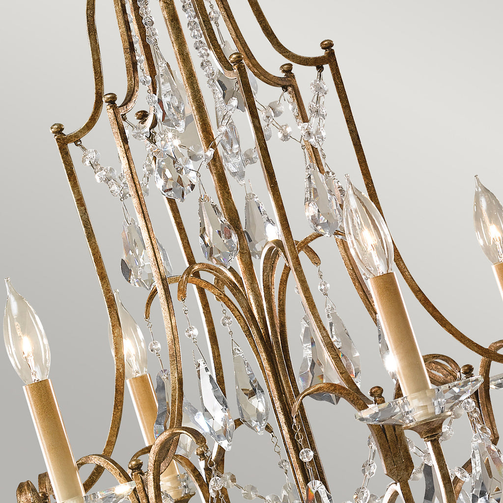 Lysekrone Valentina 6-lys dimbar bronse krystall bakside