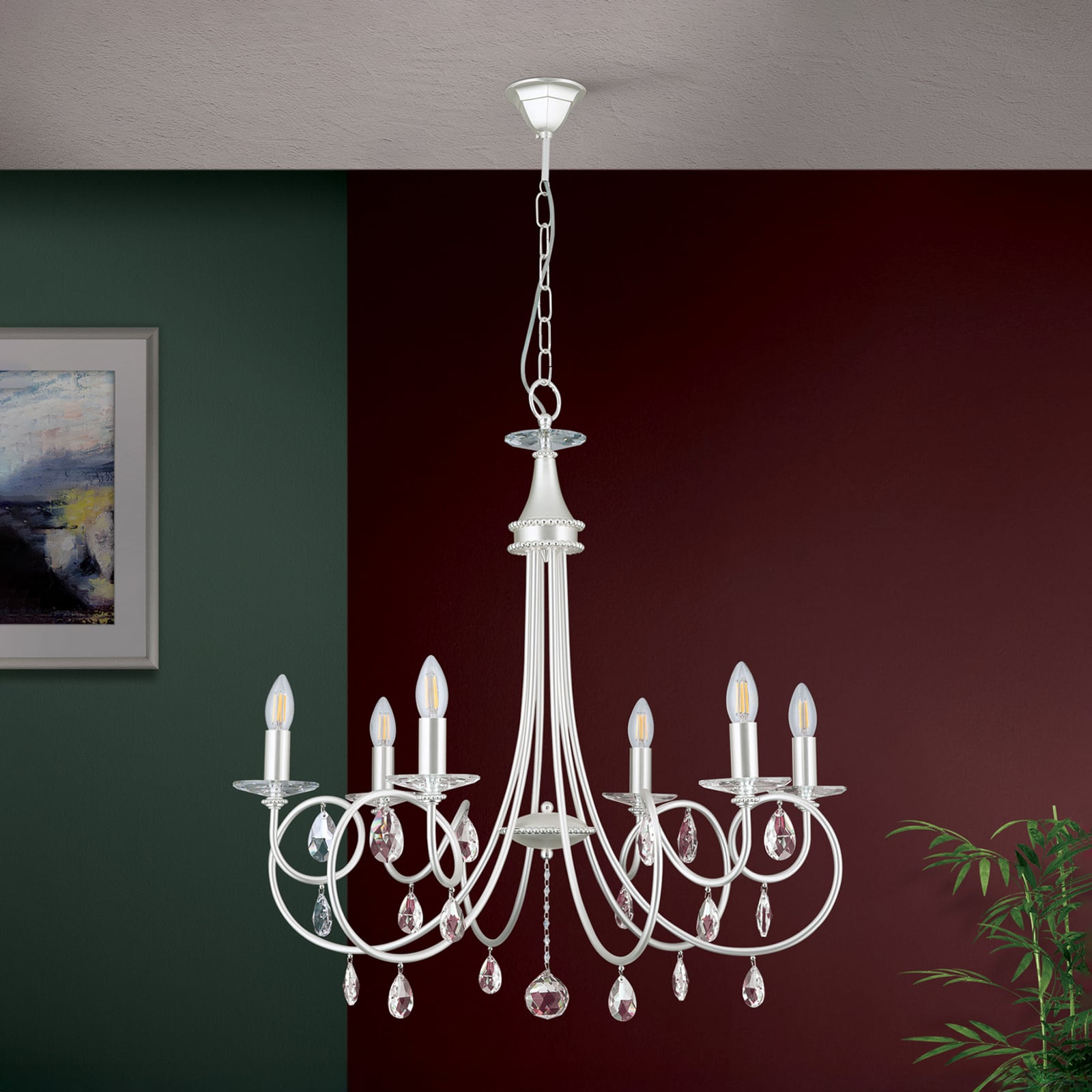 Lysekrone Violetta Swarovski-krystall 6-armet Ø74 cm bakside