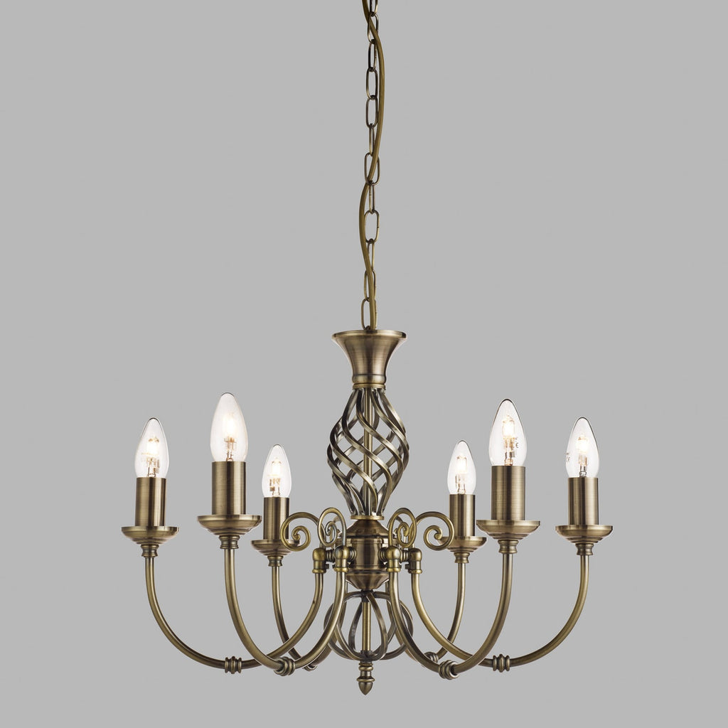Lysekrone Zanzibar 6-lys antikk messing Ø50 cm bakside