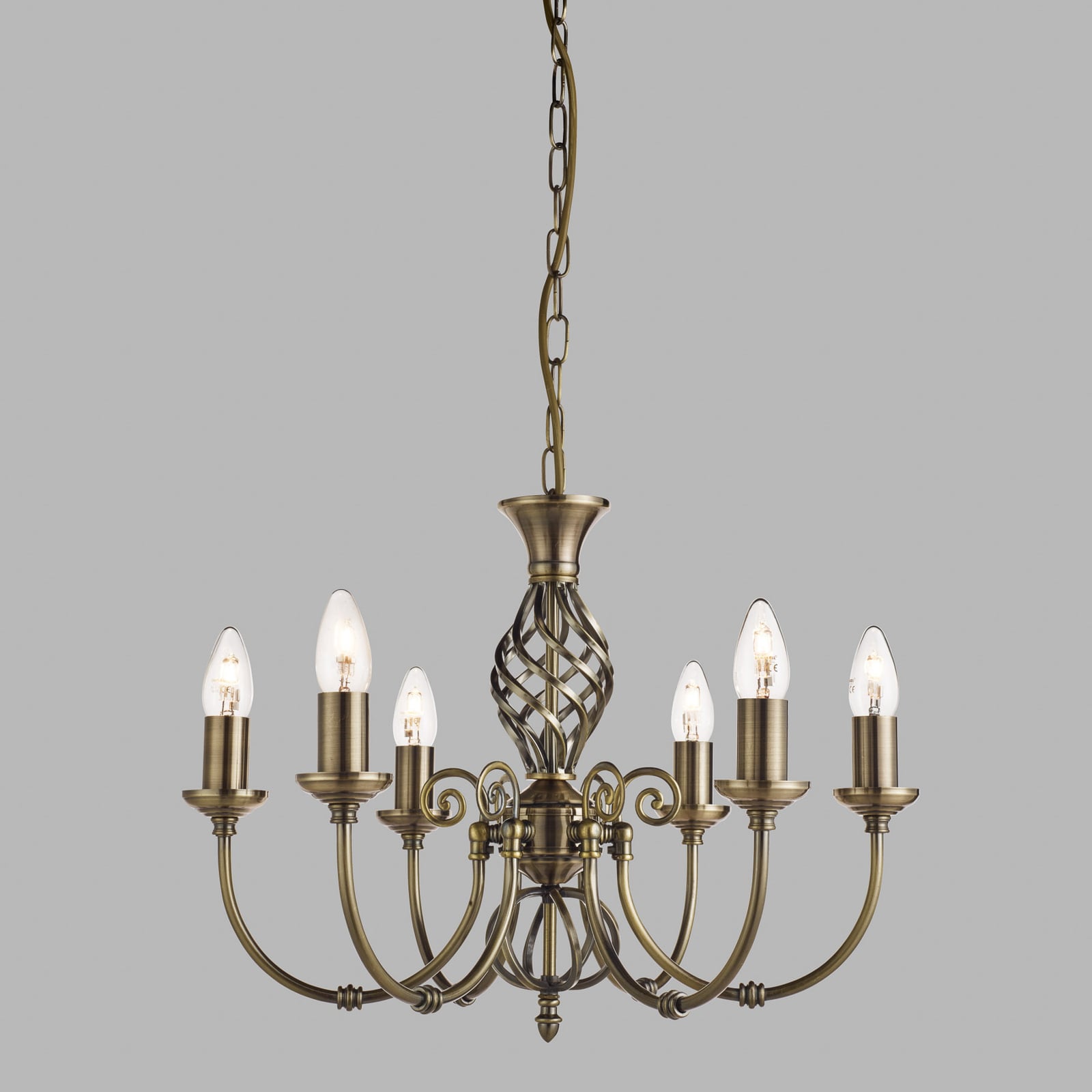 Lysekrone Zanzibar 6-lys antikk messing Ø50 cm bakside