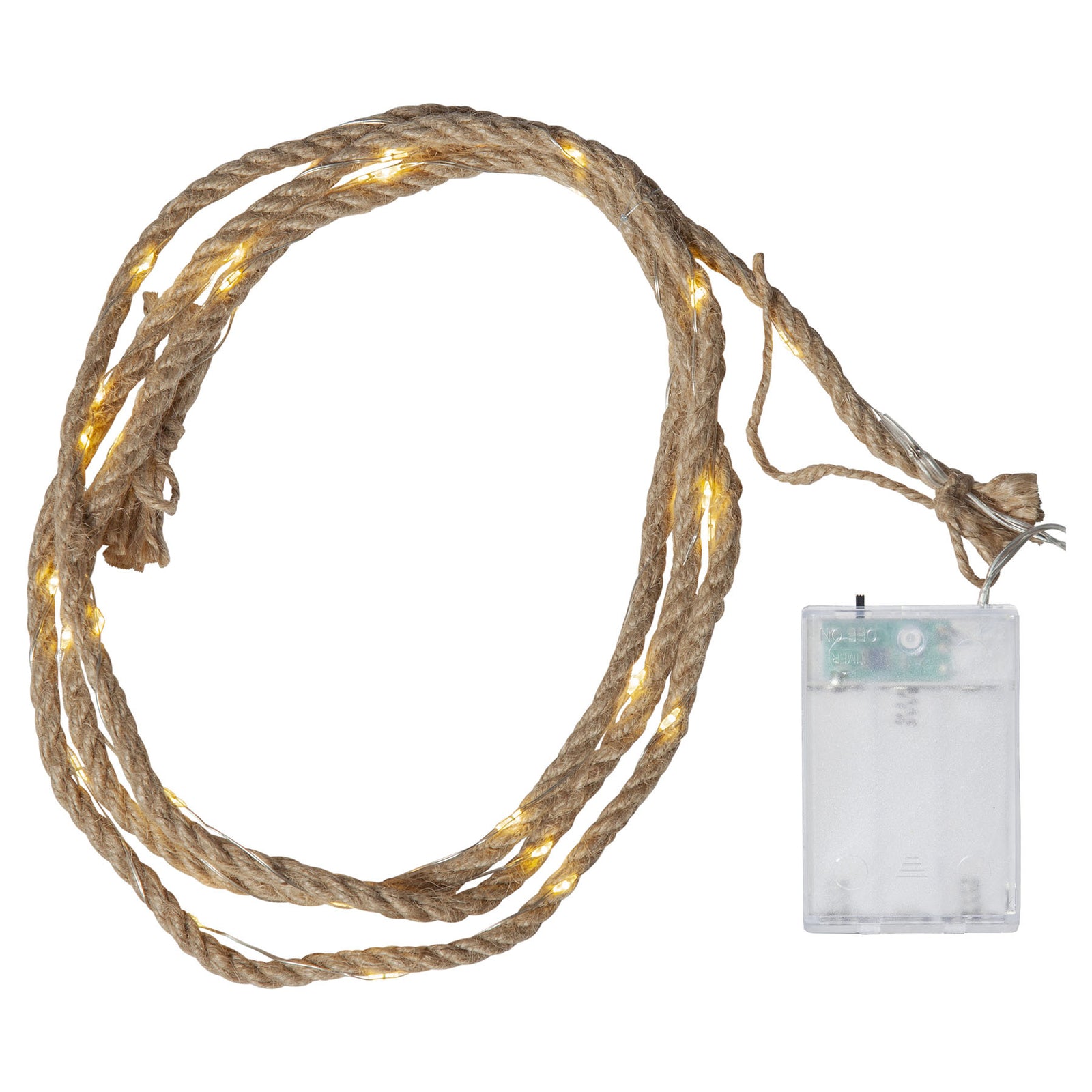 Montert Lyslenke Jutta jutetau 40 LED batteridrevet 200 cm beige