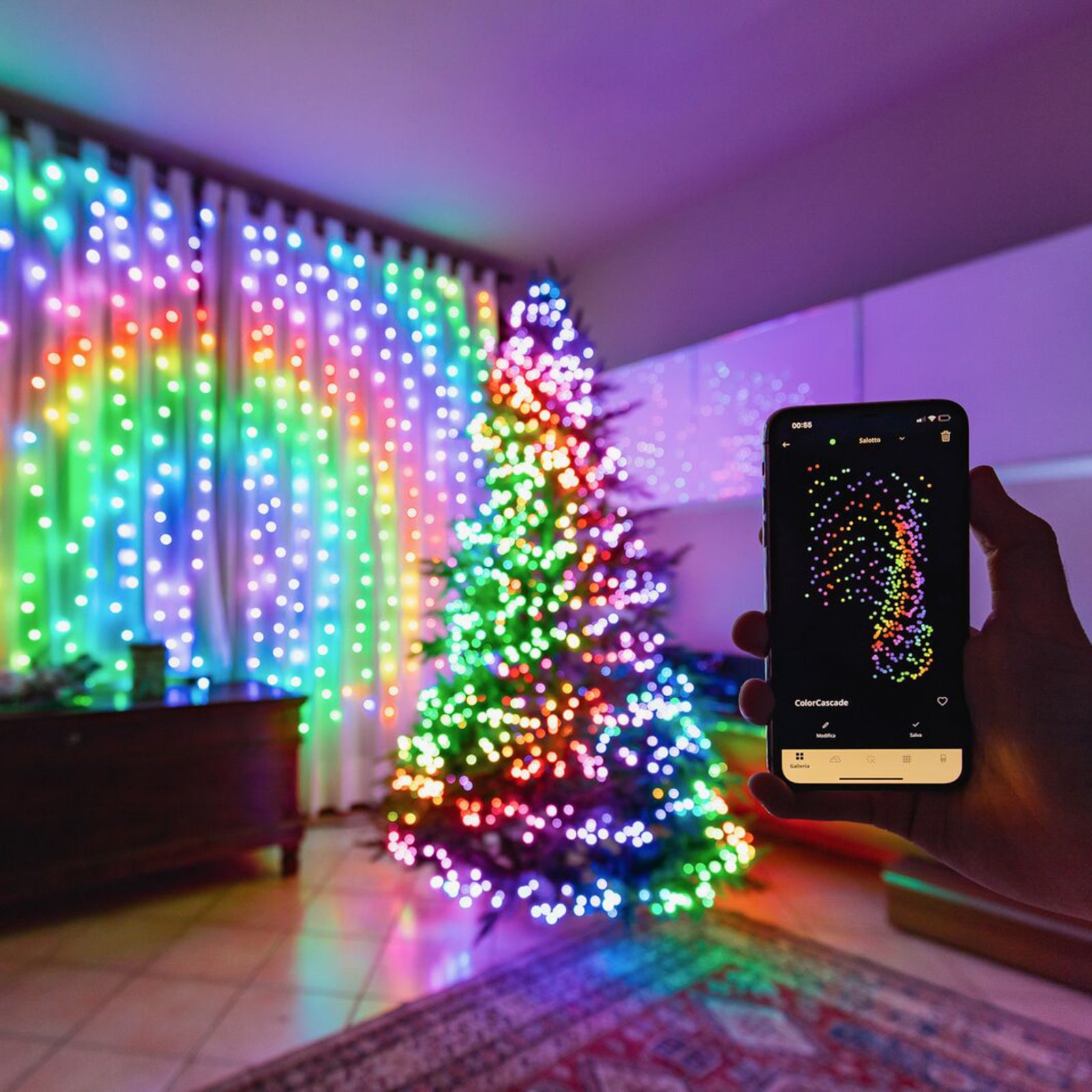 Lyslenke RGBW 250 LED 20 m WiFi Bluetooth IP44 twinkly detalj av kontrollenhet