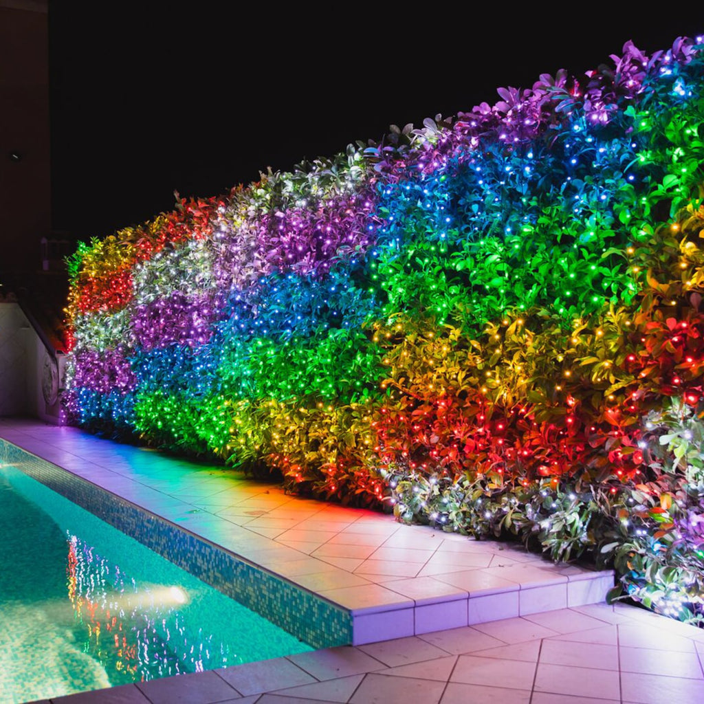 LED-lys på Lyslenke Twinkly RGB 250 lys 20 m dimbar WiFi IP44 i mørket