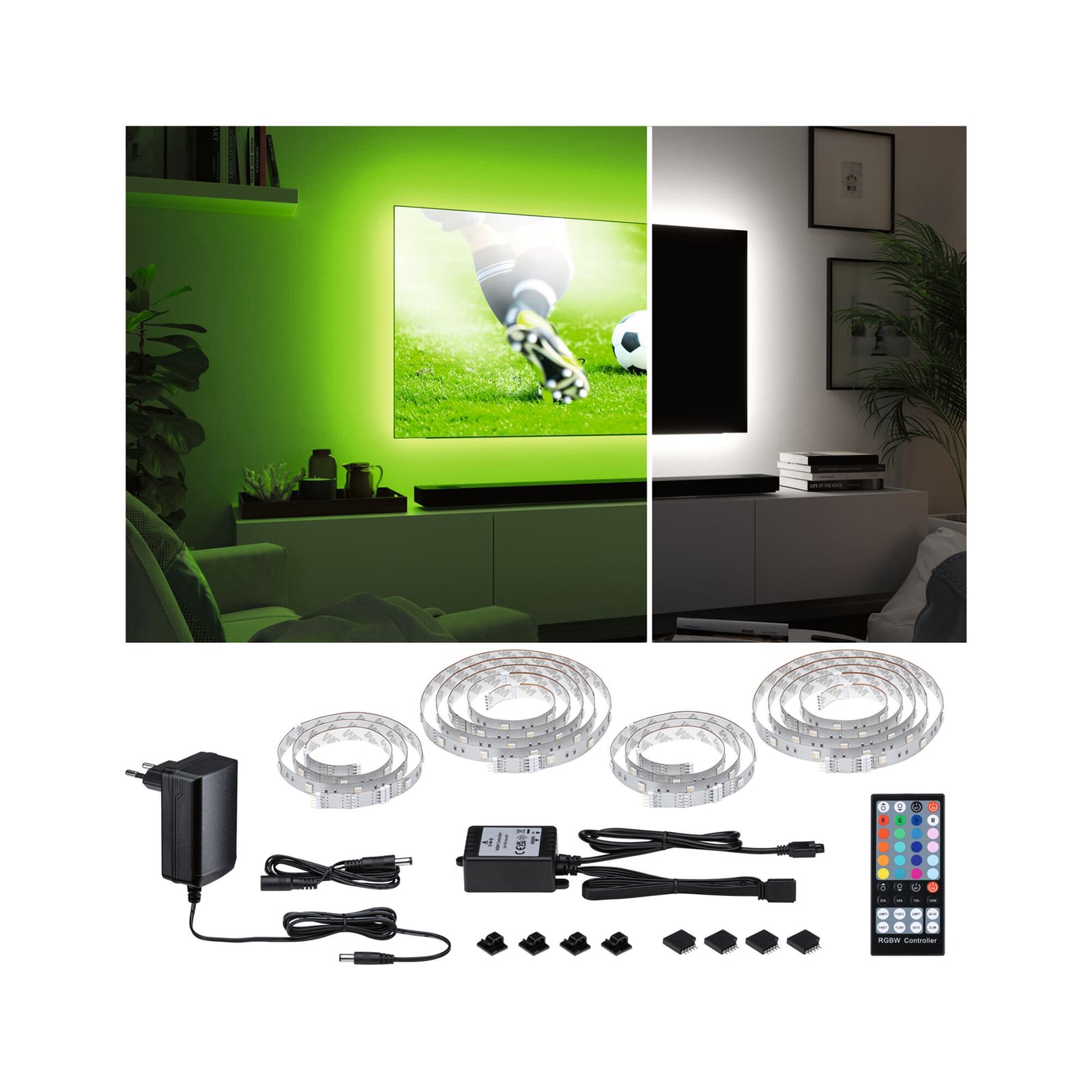 MaxLED 250 RGBW LED-stripe sett for TV 65" bakside
