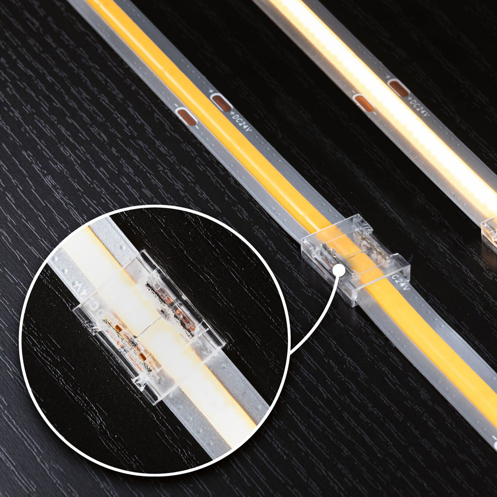 Detalj av MaxLED COB connector-sett for LED-stripe