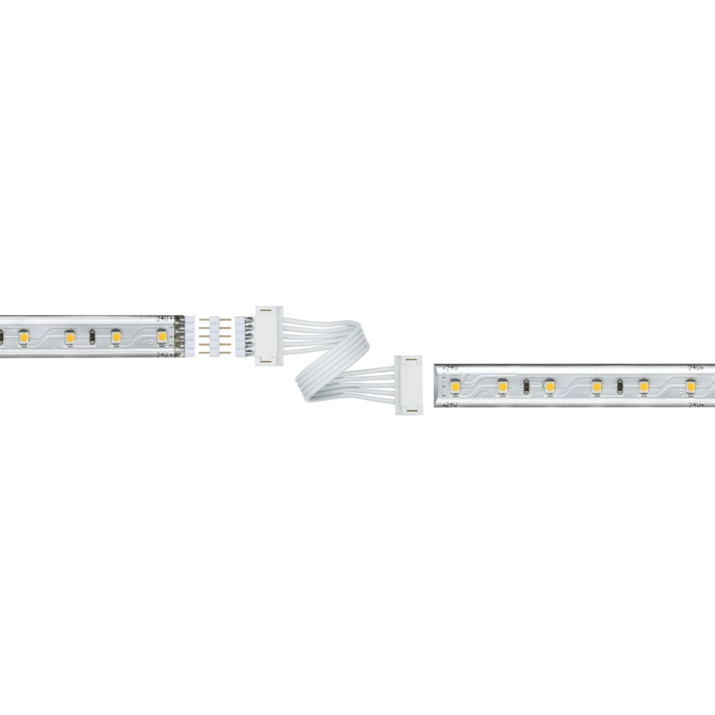 MaxLED universalkobling 2-pack hvit plast - Paulmann montert på LED-strip