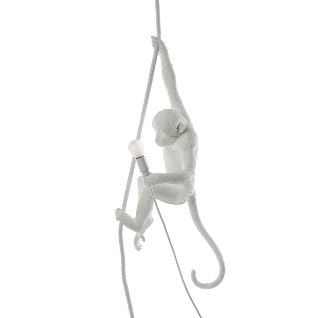 Monkey Lamp dekorativ pendellampe hvit hengende bakside